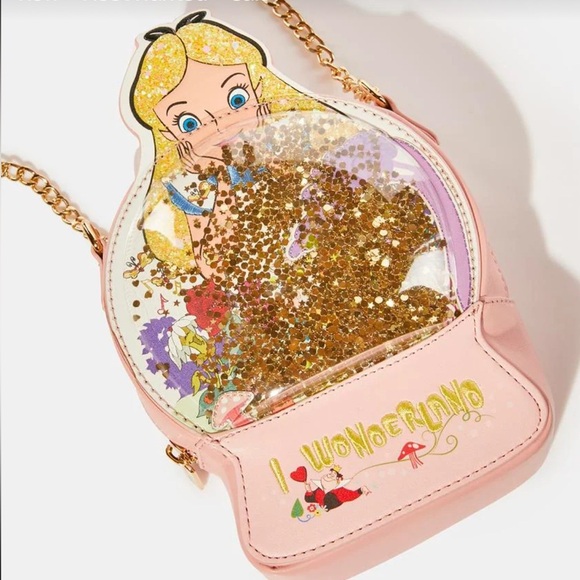 Alice & Wonderland Danielle Nicole Disney Crossbody Bag with Glitter Snowglobe - Picture 8 of 9